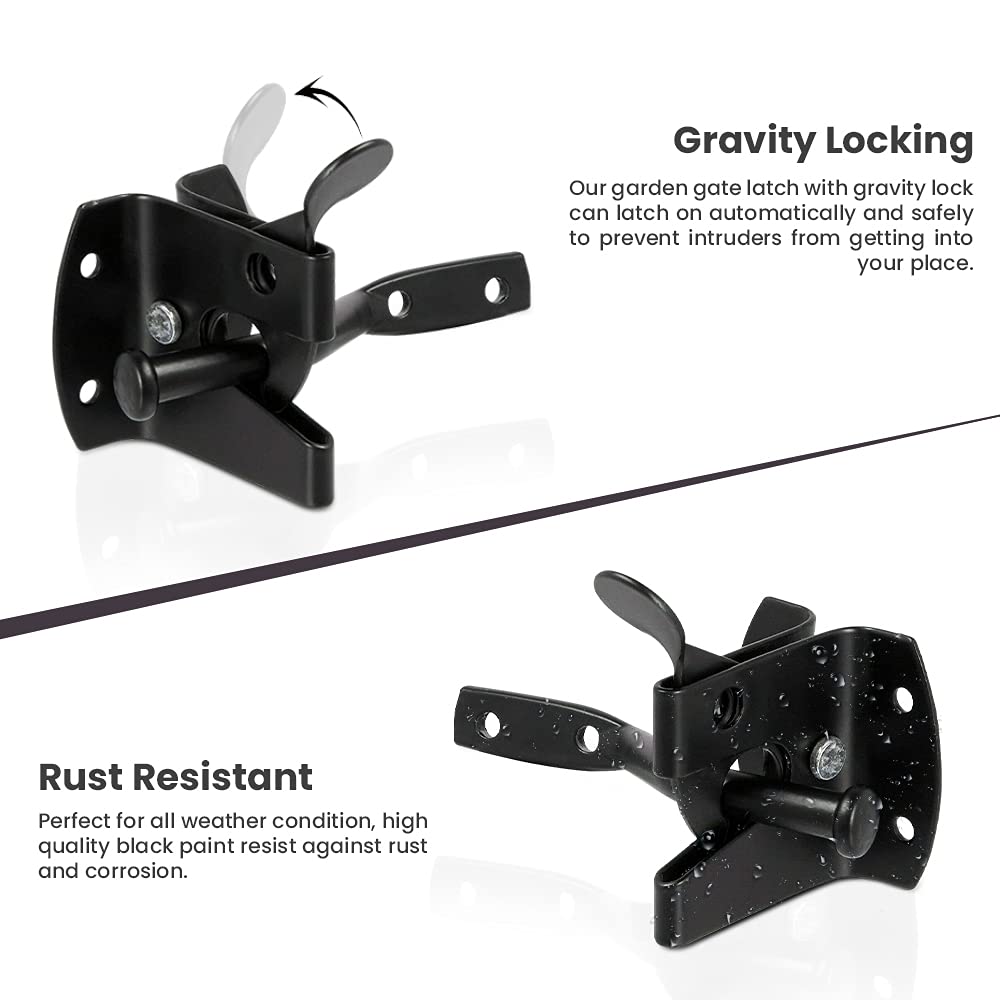 Auto Gate Latch for Wooden Gates - Heavy Duty Black