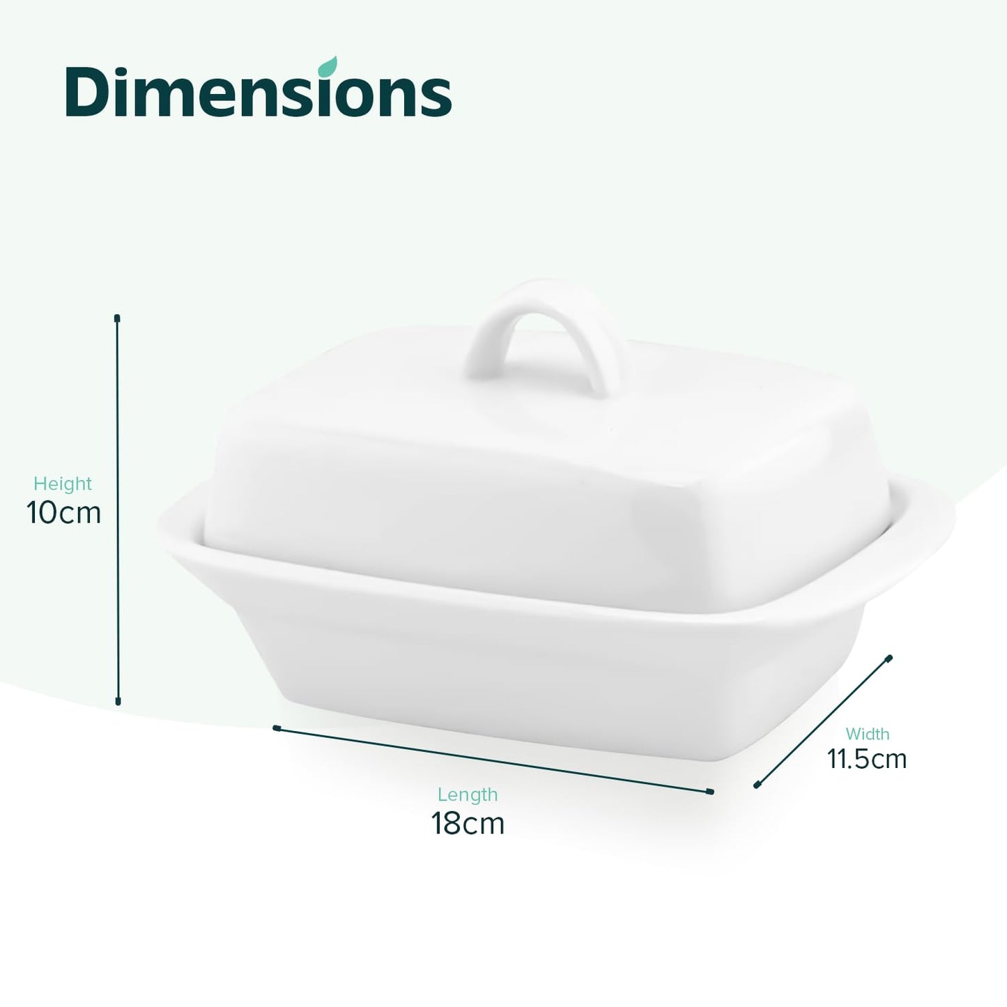 Ceramic Butter Dish with Lid | Large 17.5L x 9W x 11.5H (cm)