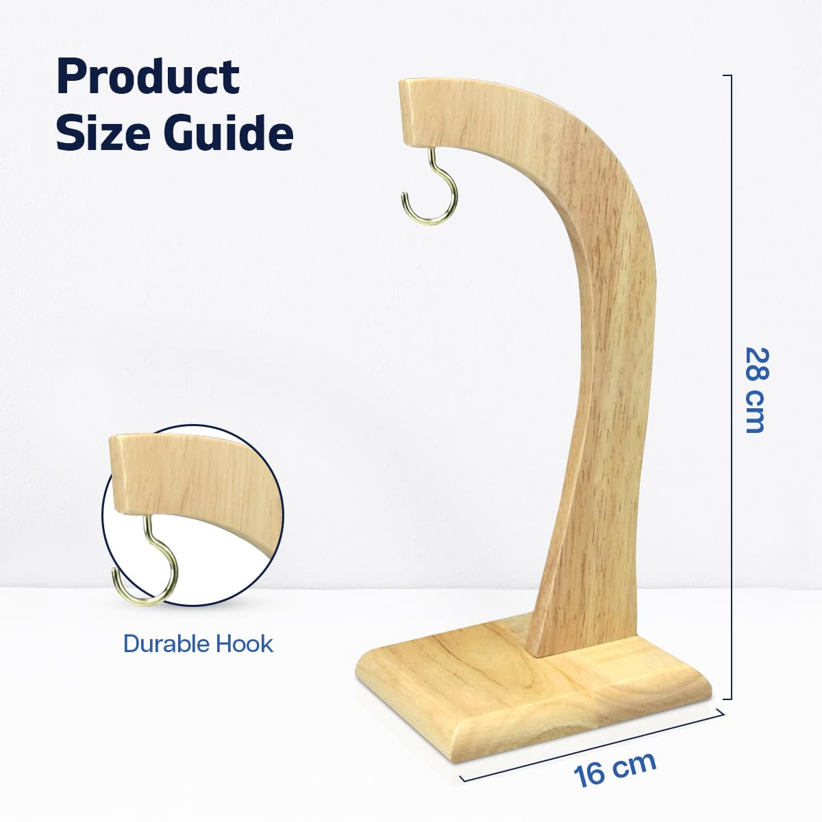 Banana Hanger with Rubber Wooden Stand with Metal Hook