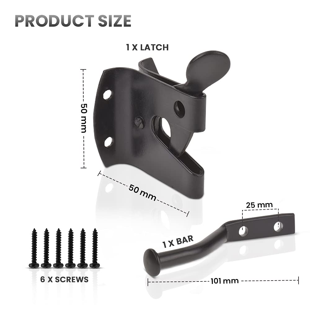 Auto Gate Latch for Wooden Gates - Heavy Duty Black