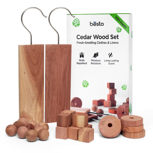Cedarwood Moth Repellent for Wardrobes, 28 Pcs 100% Natural Cedar Wood Discs, Cedar Wood Rings & Cedar Moth Balls for Storage Box, Drawers, Wardrobe Storage & Clothes, Ideal Moth Killer & Freshener