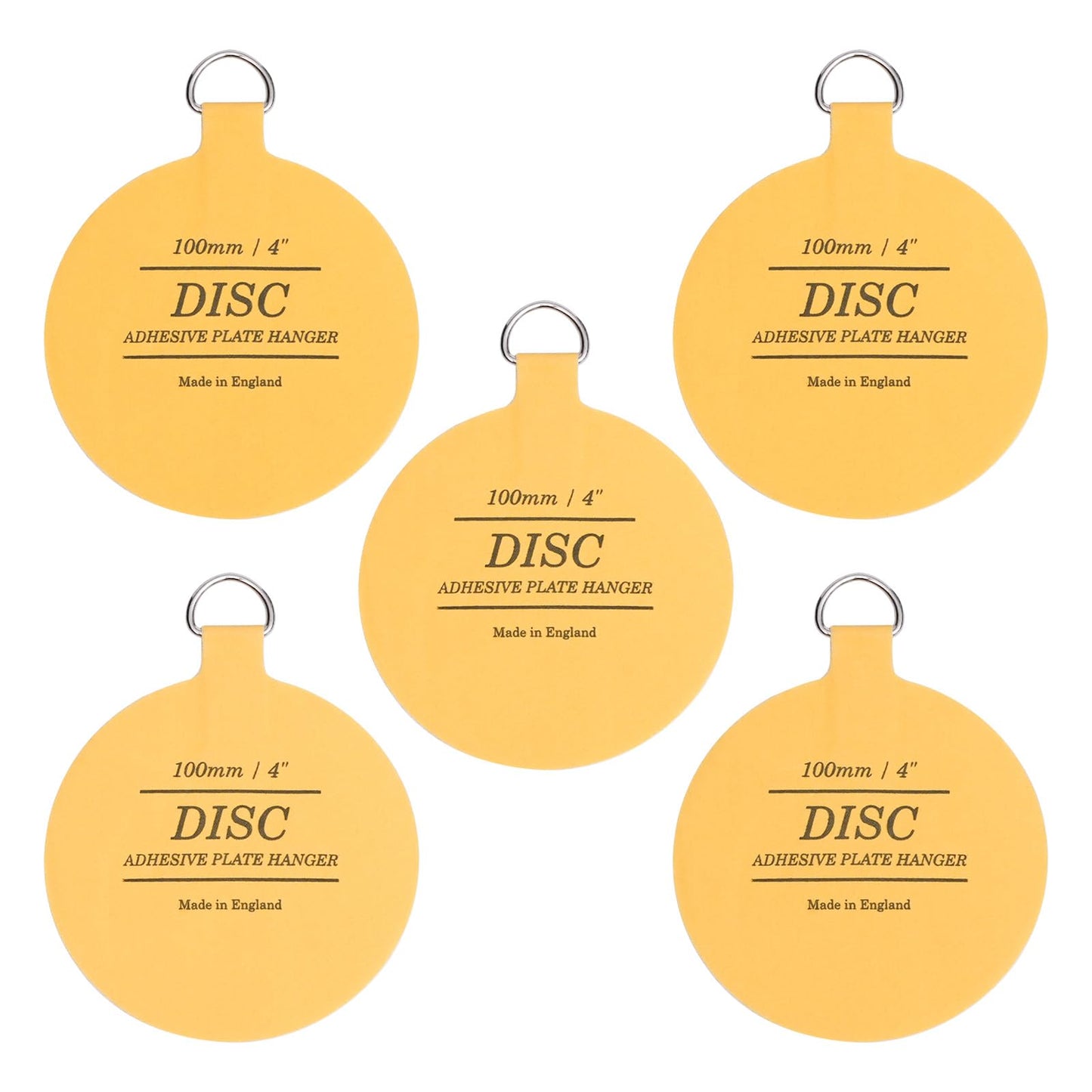 Disc Plate Hangers for Walls (100mm / 4'' (Pack of 5)), Yellow