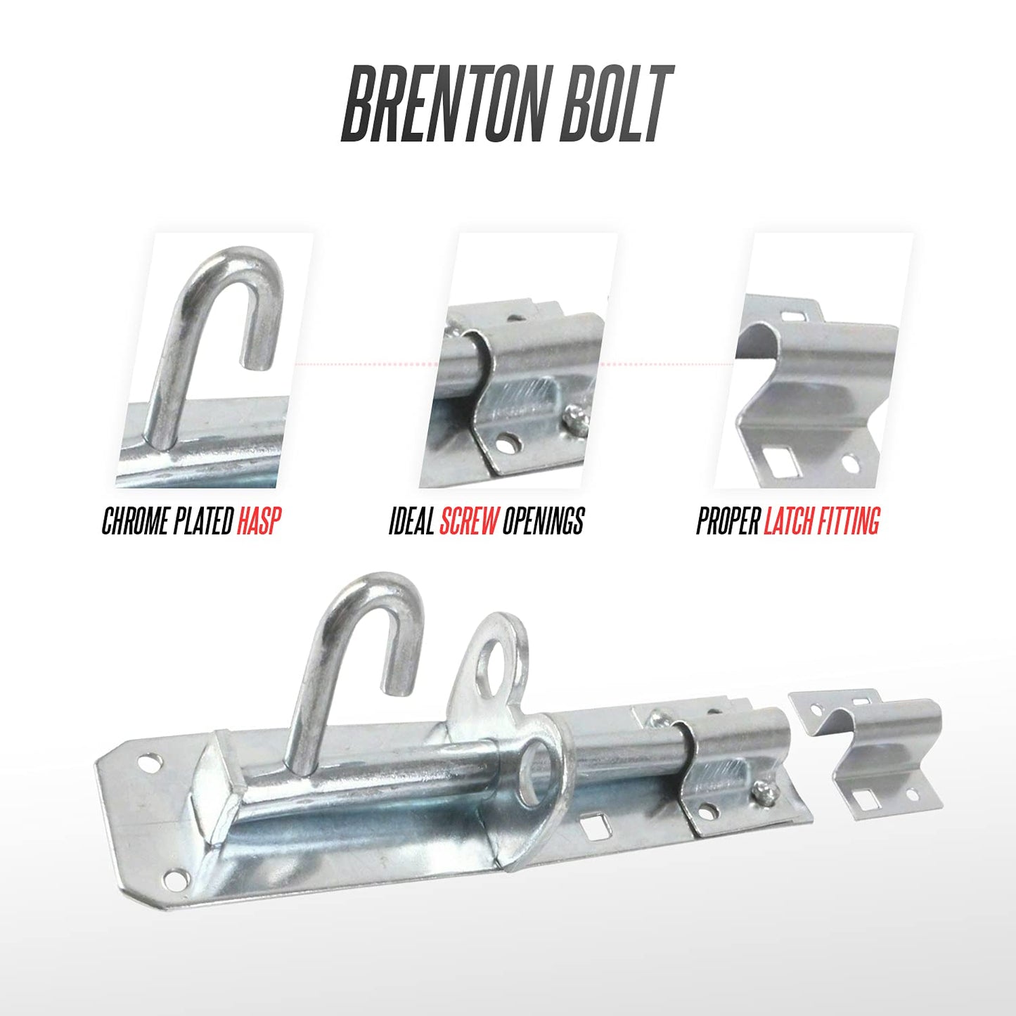 Brenton Bolt Sliding Door Lock 4” (100mm) Zinc Plate Galvanised