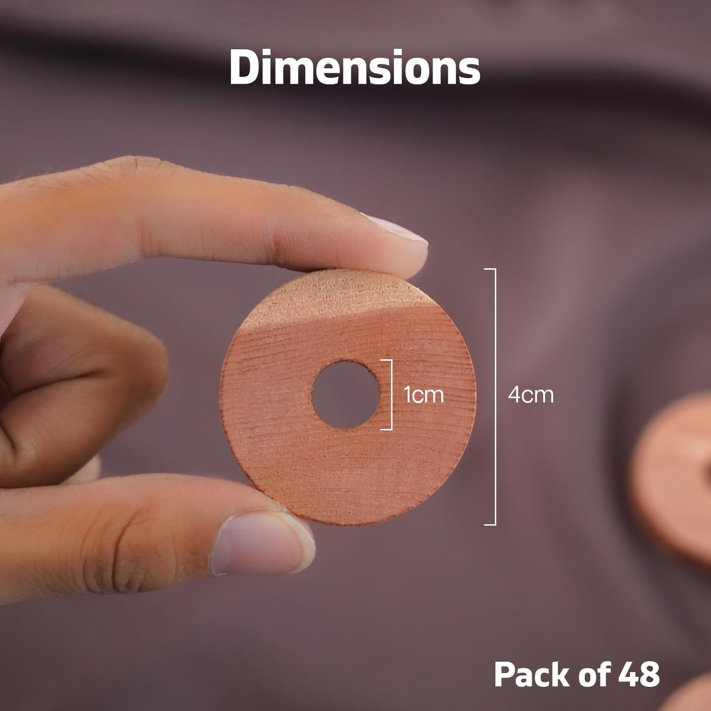 Moth Repellent for Wardrobes 48 Cedar Rings for Clothes, Drawers, Storage Boxes - 100% Natural Cedarwood Moth Repellent, Aromatic Insect Repellent & Moth Killer Cedar Wood Rings - Sandpaper Included