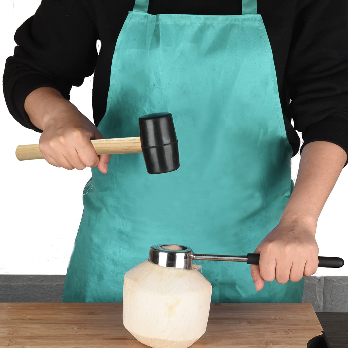Black Large Rubber Mallet 16oz with Wooden Handle
