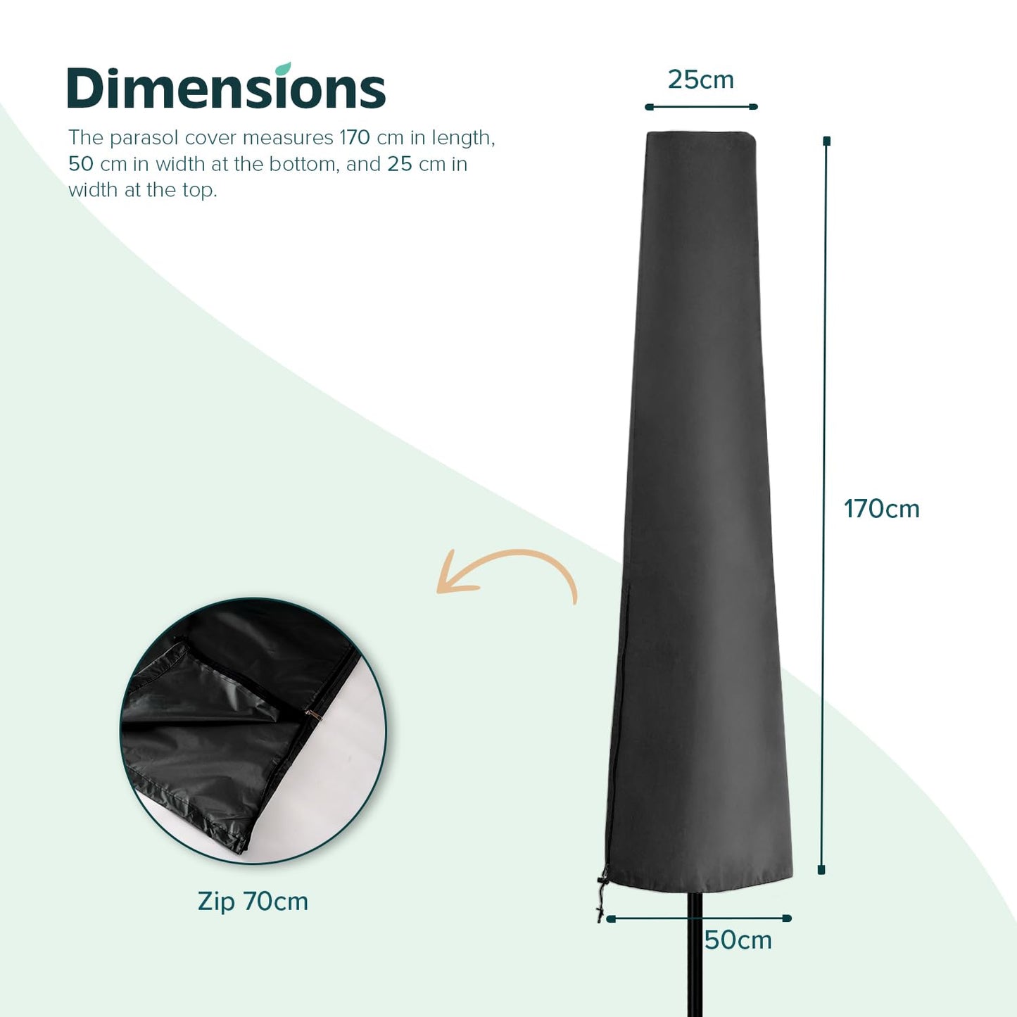 Parasol Covers Waterproof with Zipper (170 * 25 * 50 cm)