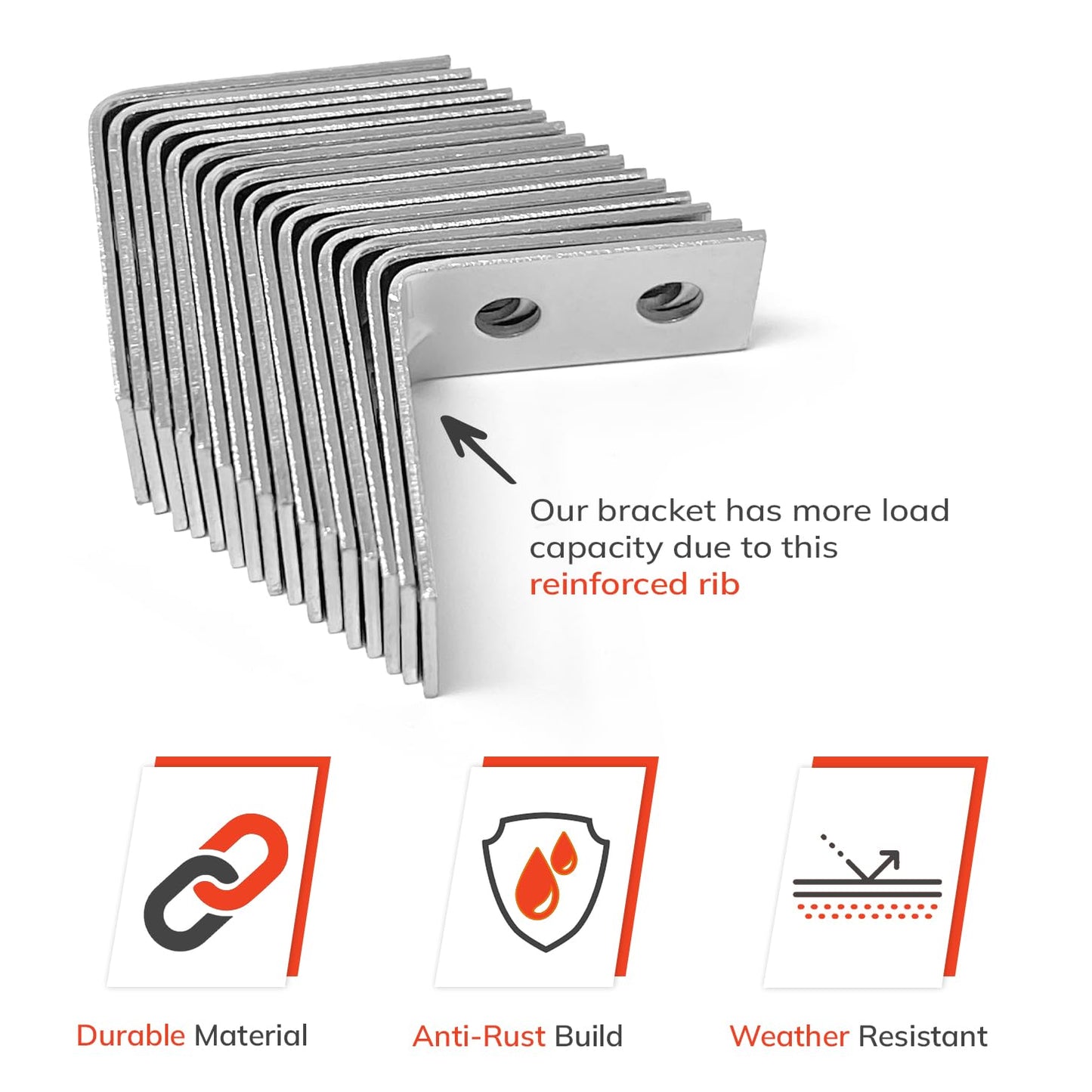 Galvanised Steel Angle Brackets for Wood 16 Pcs | 25mm x 25mm x 13mm