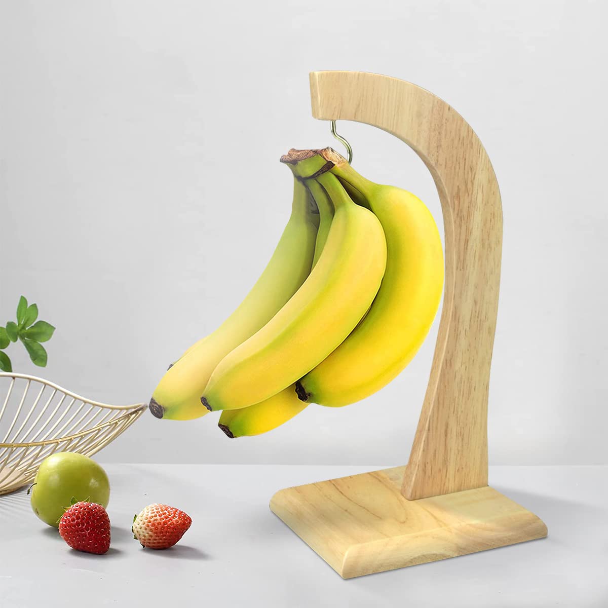Banana Holder with Durable Hook - 100% Rubberwood