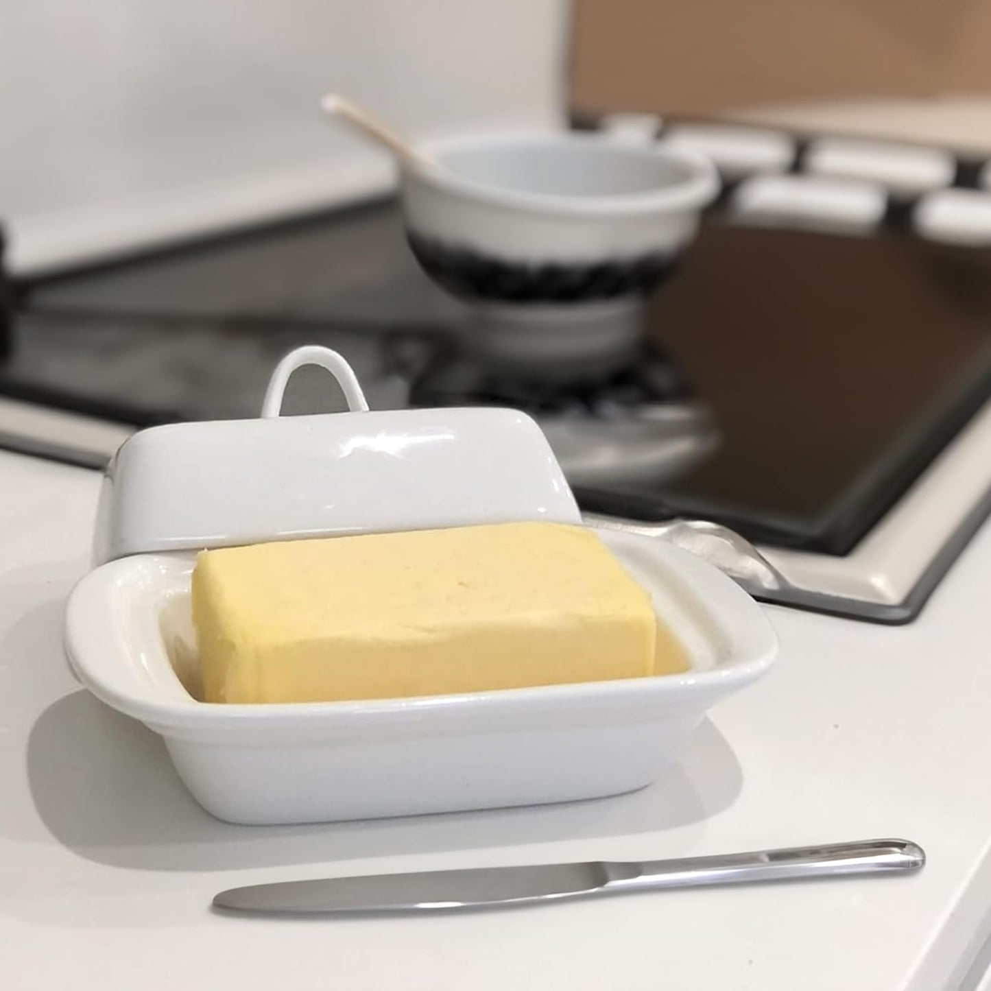 Ceramic Butter Dish with Lid | Large 17.5L x 9W x 11.5H (cm)