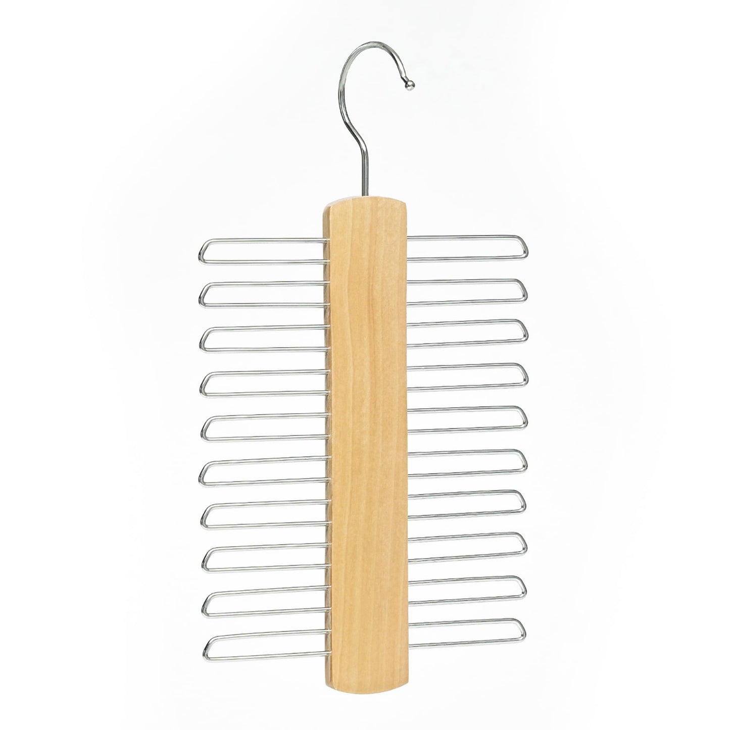 Wooden Tie Hangers as Wardrobe Organiser - 20 Chrome Bars
