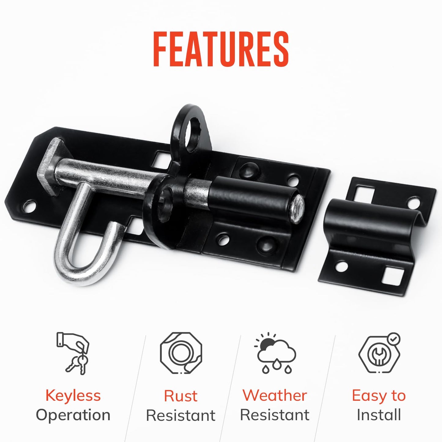 Brenton Bolt Door Lock - 2 Pack 100mm (4") Sliding