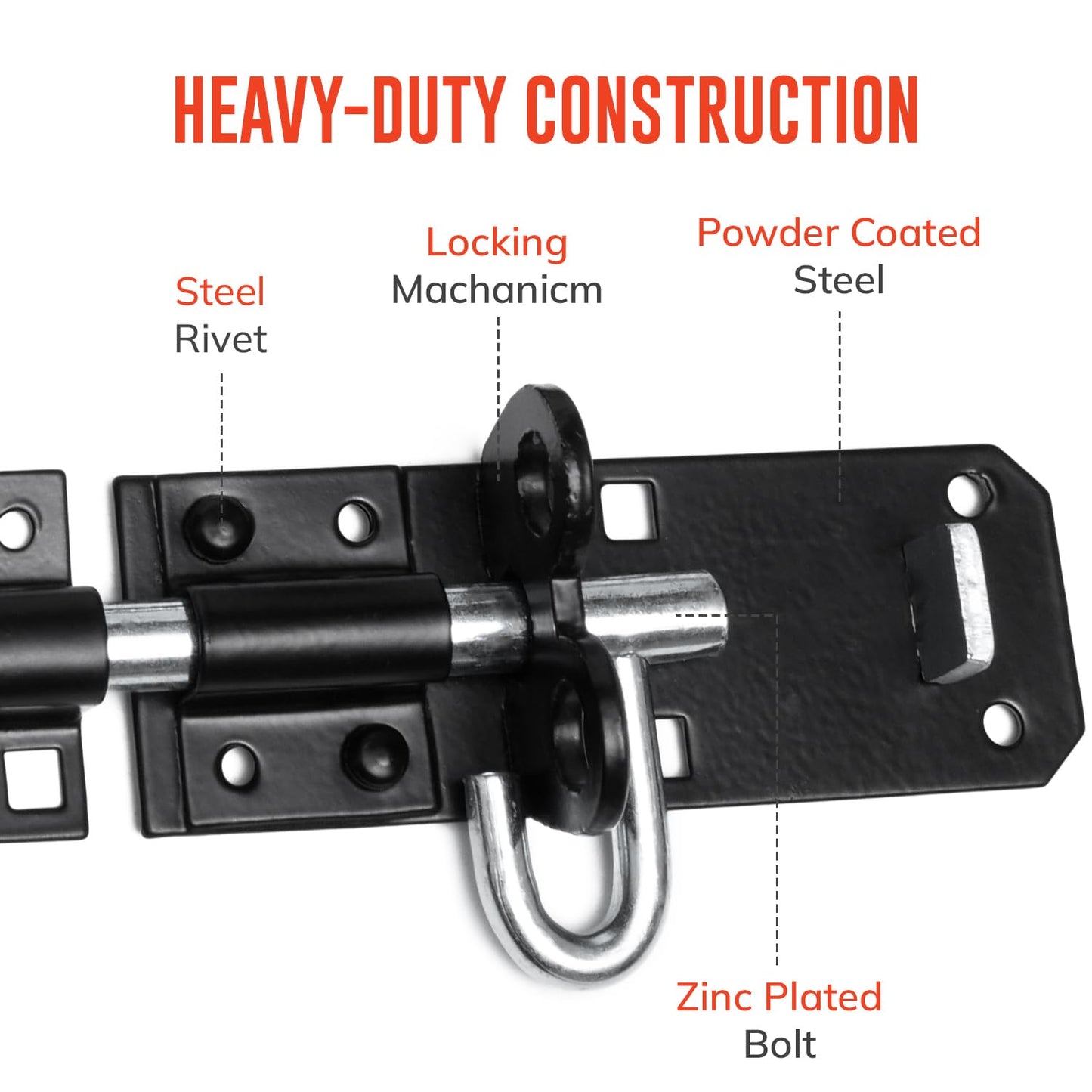 Brenton Bolt Door Lock - 2 Pack 100mm (4") Sliding