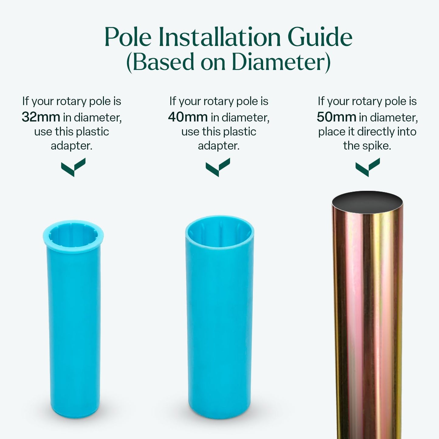 Rotary Washing Line Spike for Airer with 2 Plastic Adaptors