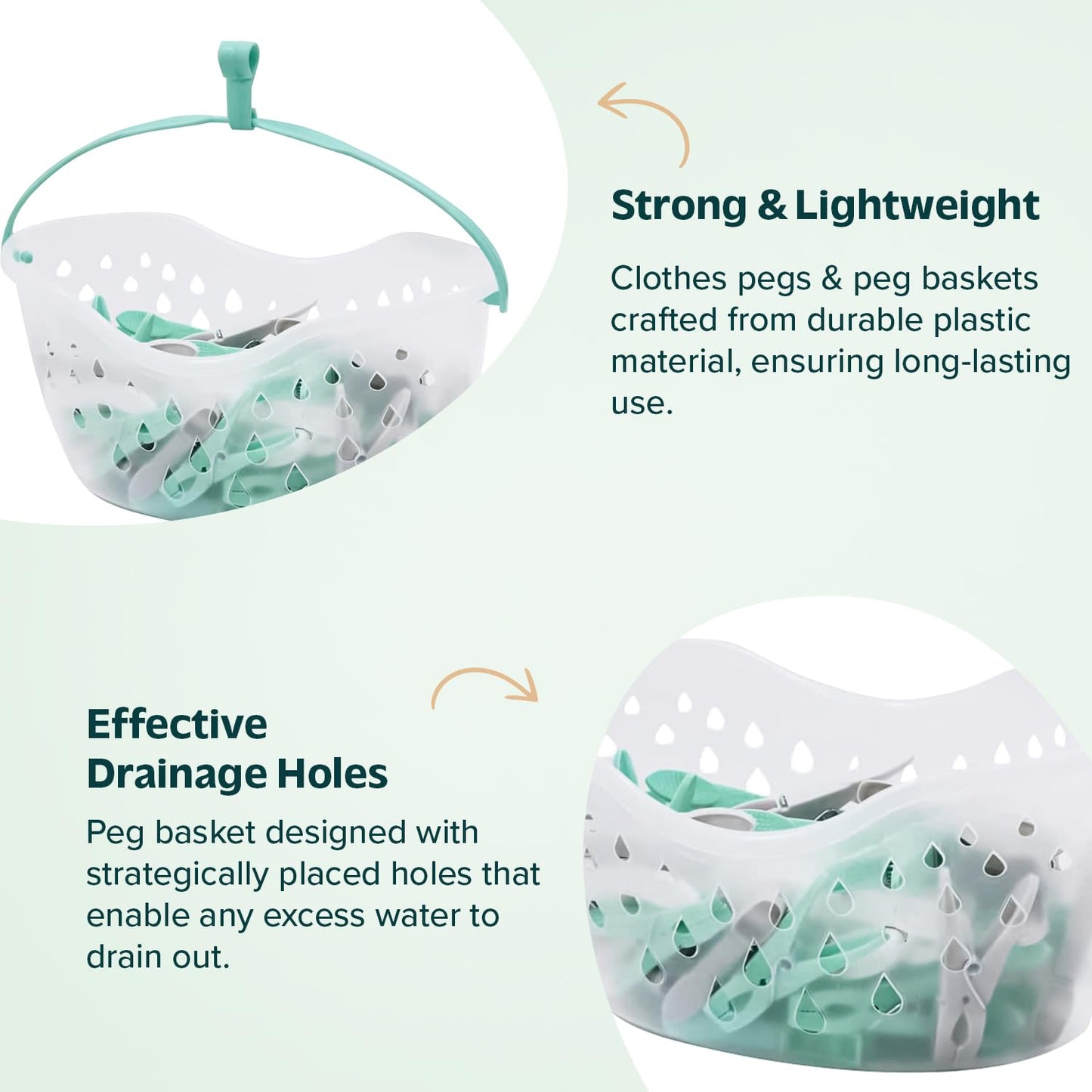 36 Pegs for Washing Line with Hanging Basket