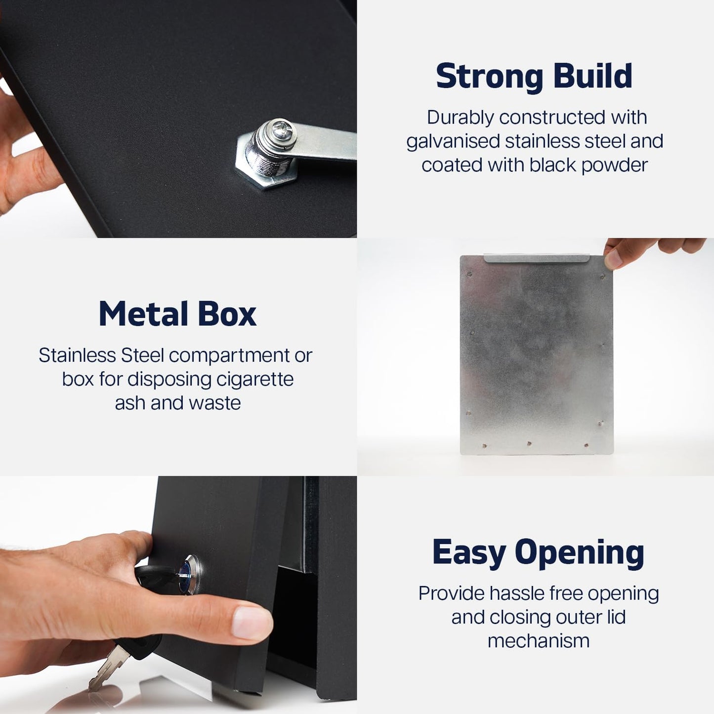 Outdoor Ashtray, Wall Mounted Ashtray, Lockable Cigarette Bin Outdoor, Galvanized Metal Smoking Box for Pub Club, Garden, Office - Outdoor Cigarette Ash Bin, Ash Tray with Luminous Cigarette Motif