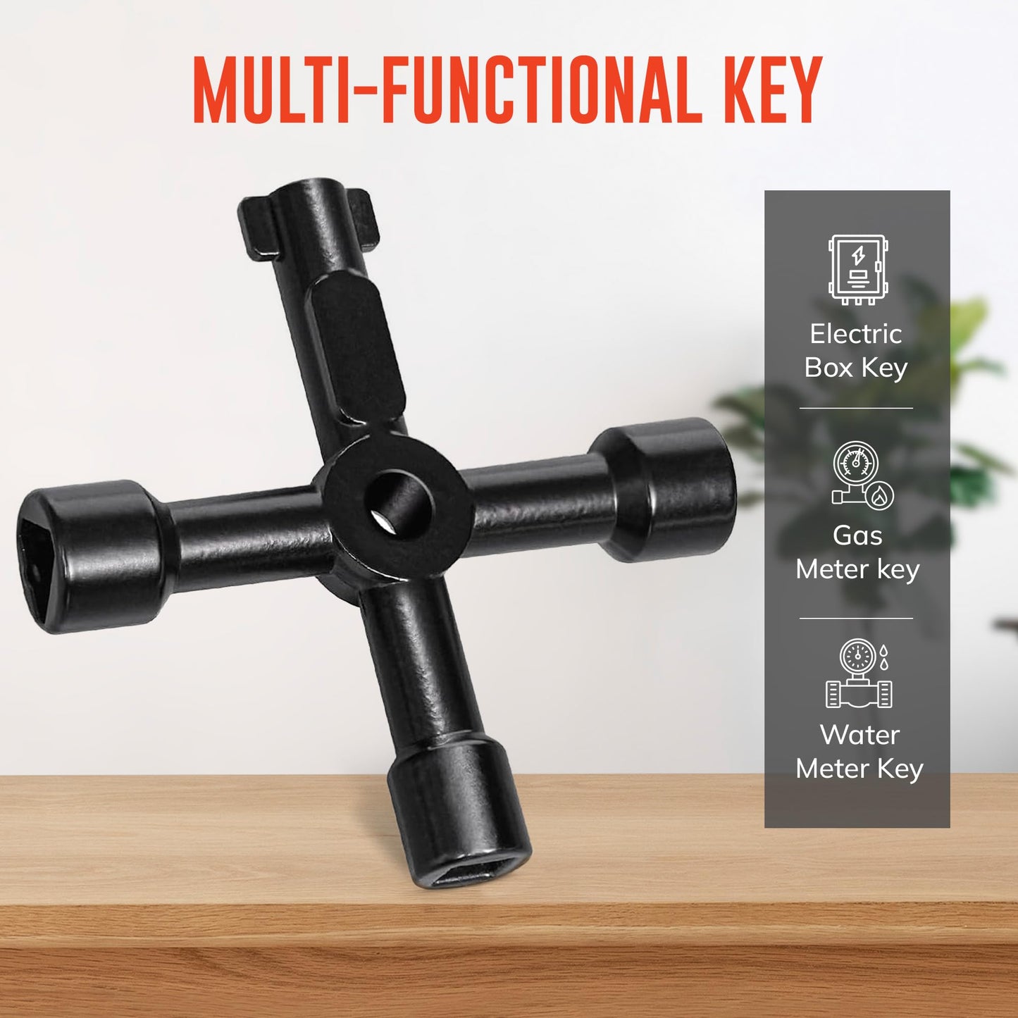 4 Way Multifunction Utility Key | Black Meter Box Key