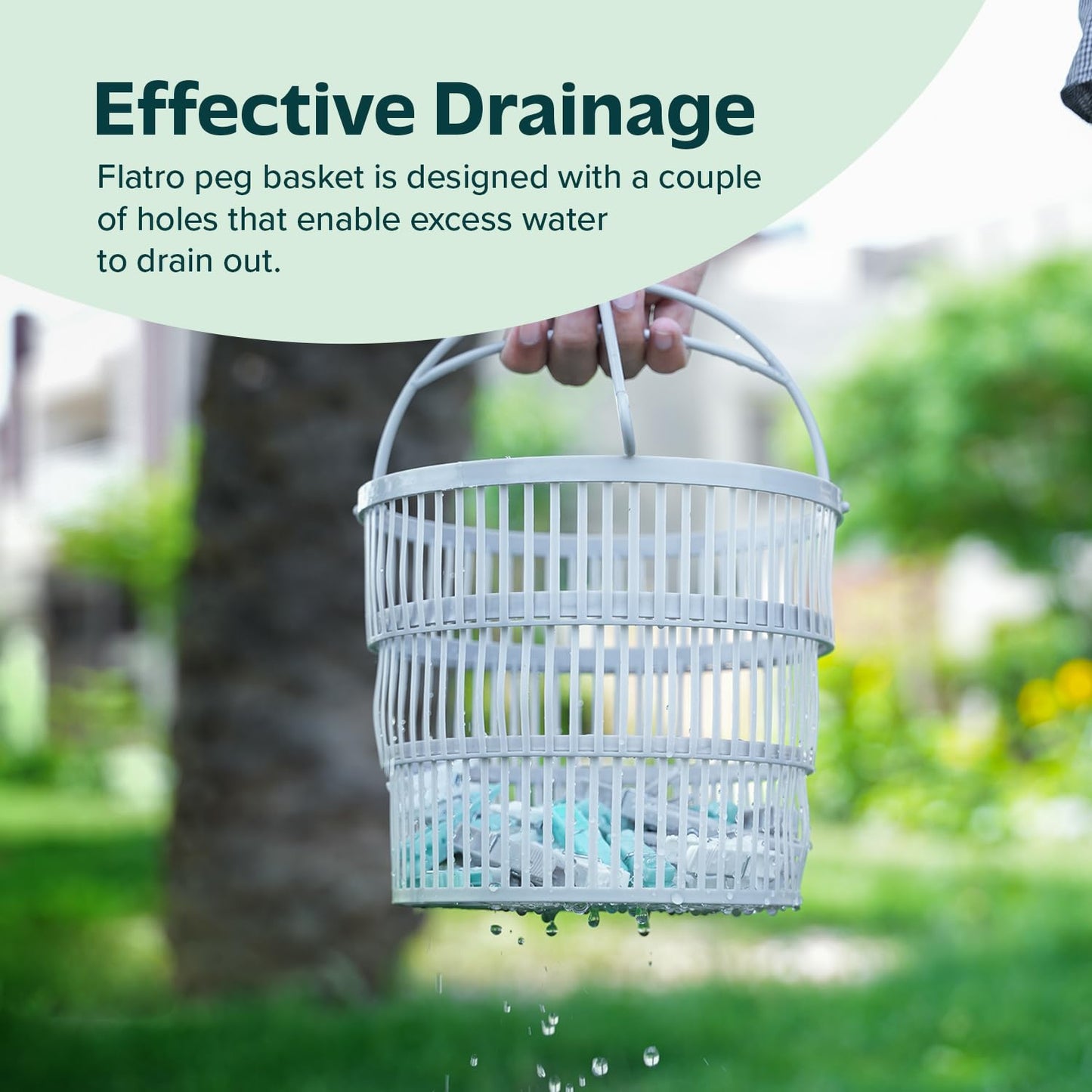 Peg Basket with 50 Pcs Clothes Pegs for Washing Line