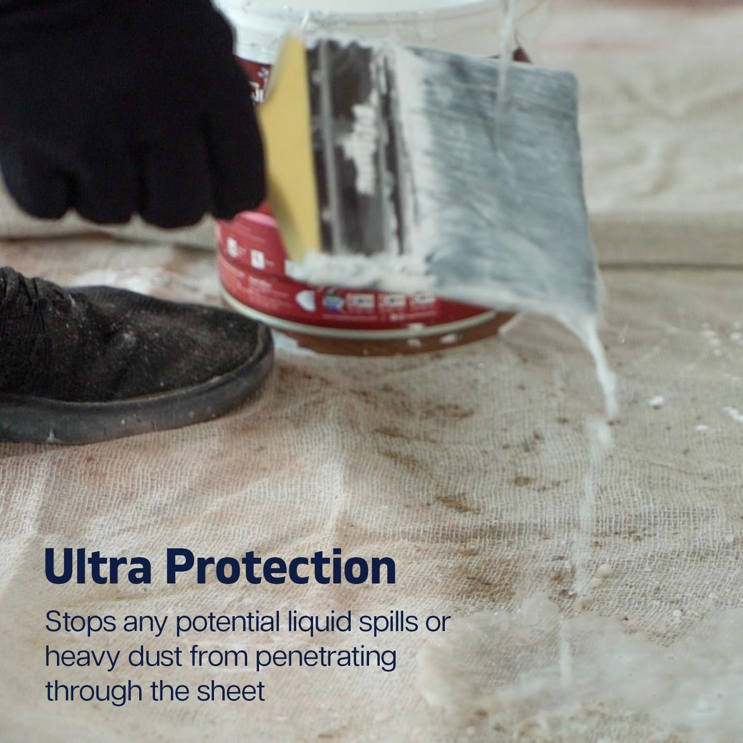 Pack of 2 Laminated Cotton Dust Sheets for Decorating, Waterproof 12ft x 9ft Dust Sheets Twill Laminated Polythene Backed Reusable Paint Sheets for Furniture, Floor, Staircase and DIY Projects