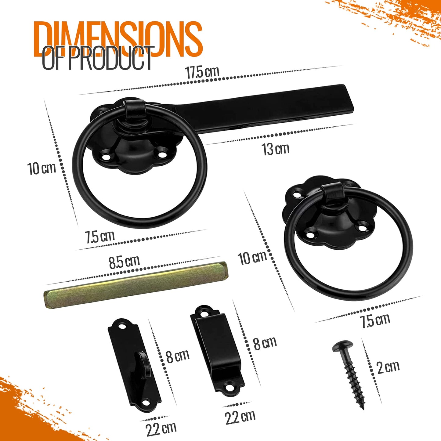 Ring Gate Latch for Wooden Gates Black 6"/150mm