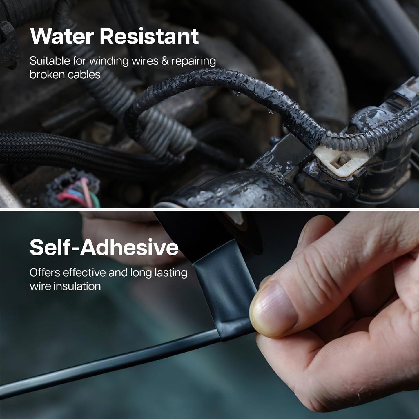 WINSOME Black Electrical Tape 10 Rolls Waterproof Heat Resistant Tape 20m x 19mm - Strong Heavy Duty, Sticky, PVC Electric Insulation Tape for Wires, and Cables | Pack of 10