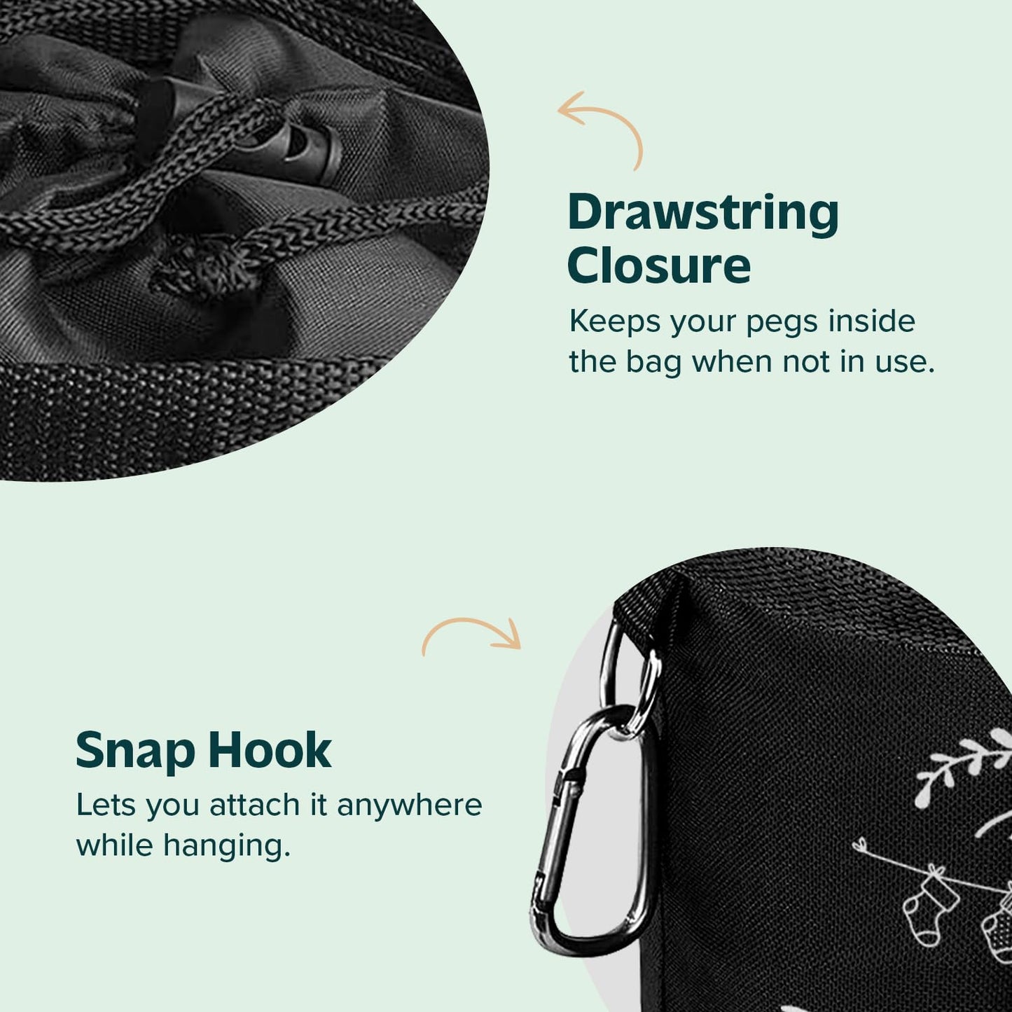 Clothes Peg Bag for Washing Line with Hanger