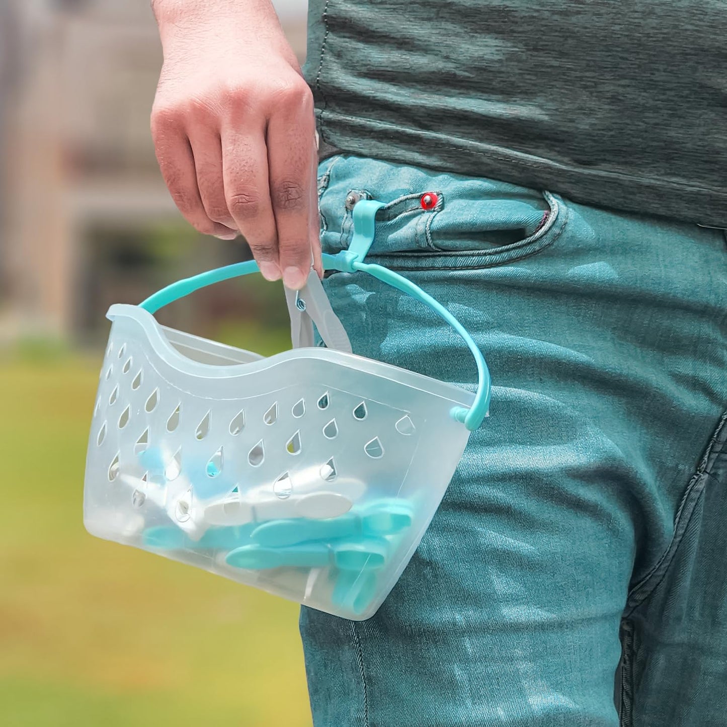 36 Pegs for Washing Line with Hanging Basket