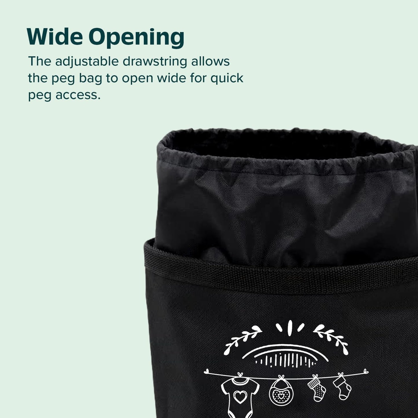 Clothes Peg Bag for Washing Line with Hanger