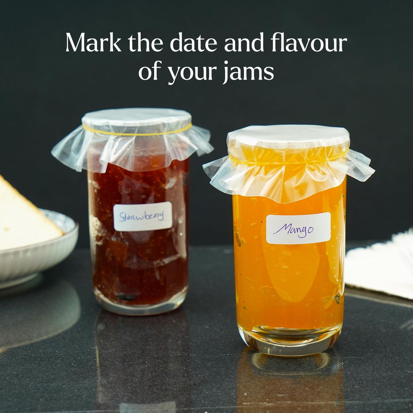 24 x 1lb Jam Pot Covers Labels with Elastic Rubber