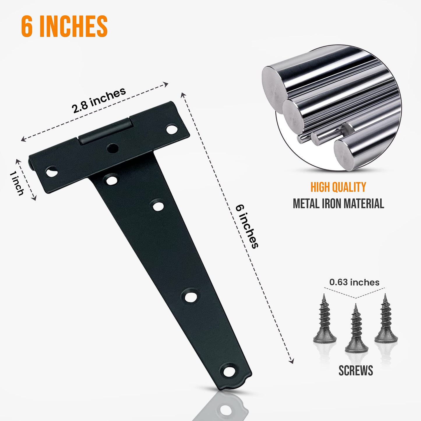 Garden Gate Hinges for Wooden Shed - 6 Inch 2Pcs