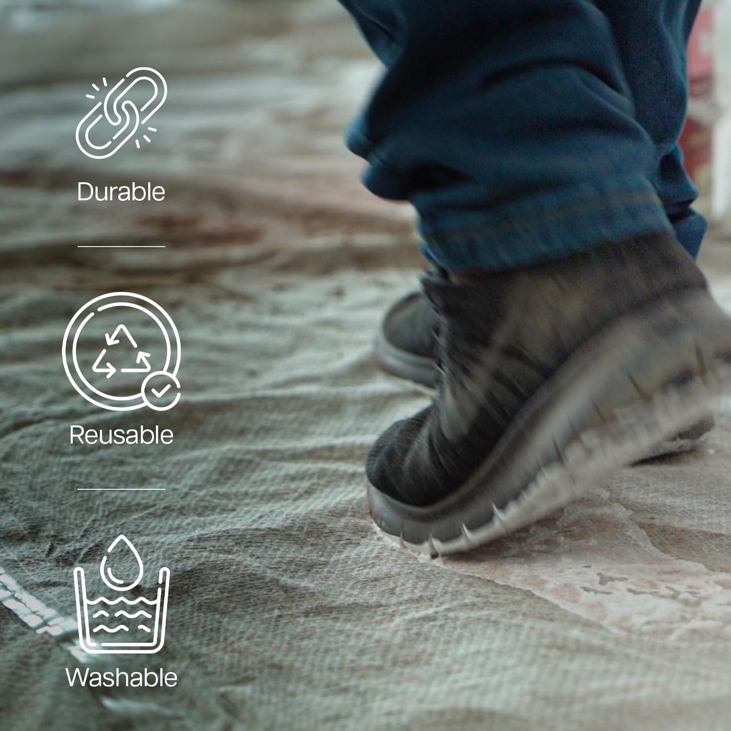 Pack of 2 Laminated Cotton Dust Sheets for Decorating, Waterproof 12ft x 9ft Dust Sheets Twill Laminated Polythene Backed Reusable Paint Sheets for Furniture, Floor, Staircase and DIY Projects