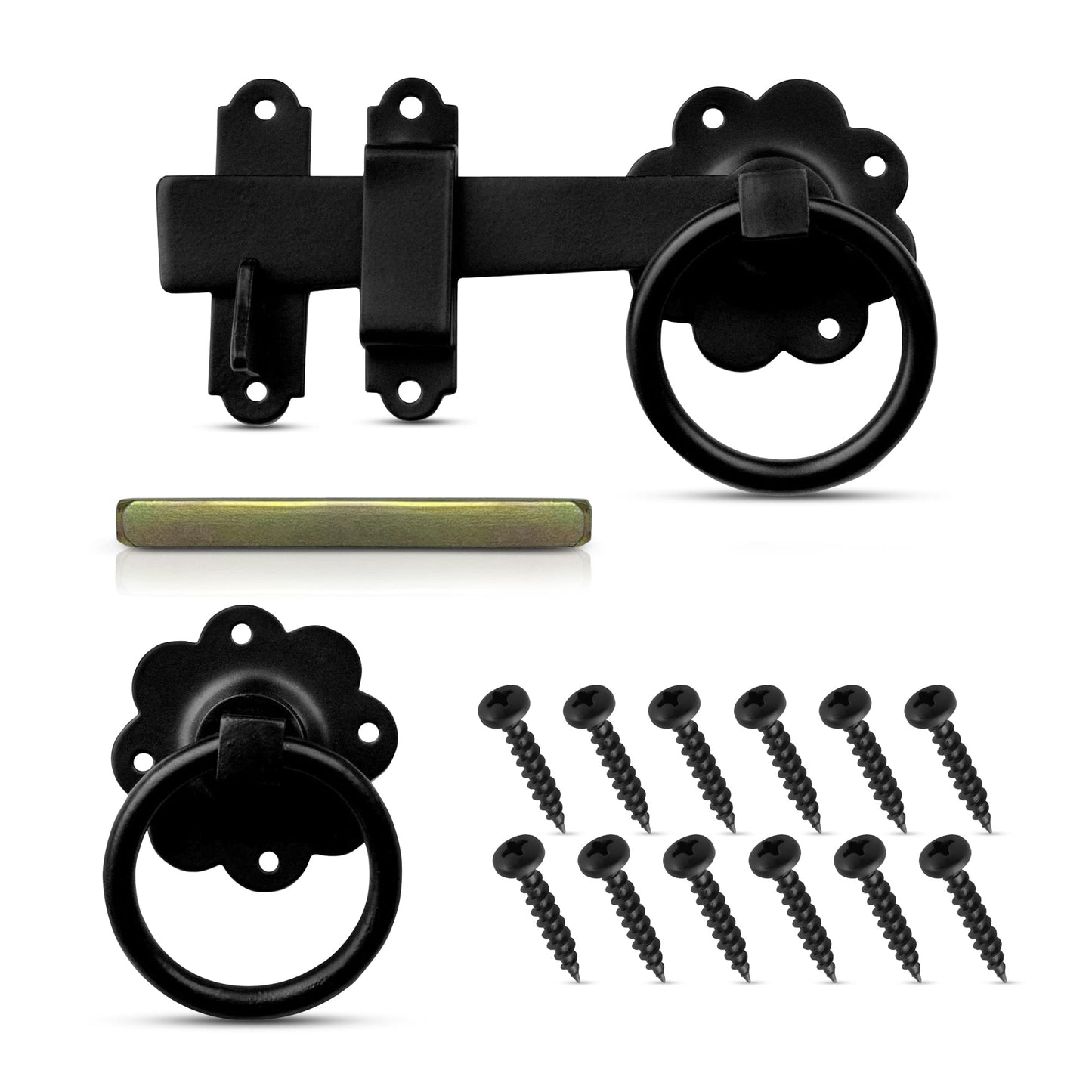 Ring Gate Latch for Wooden Gates Black 6"/150mm