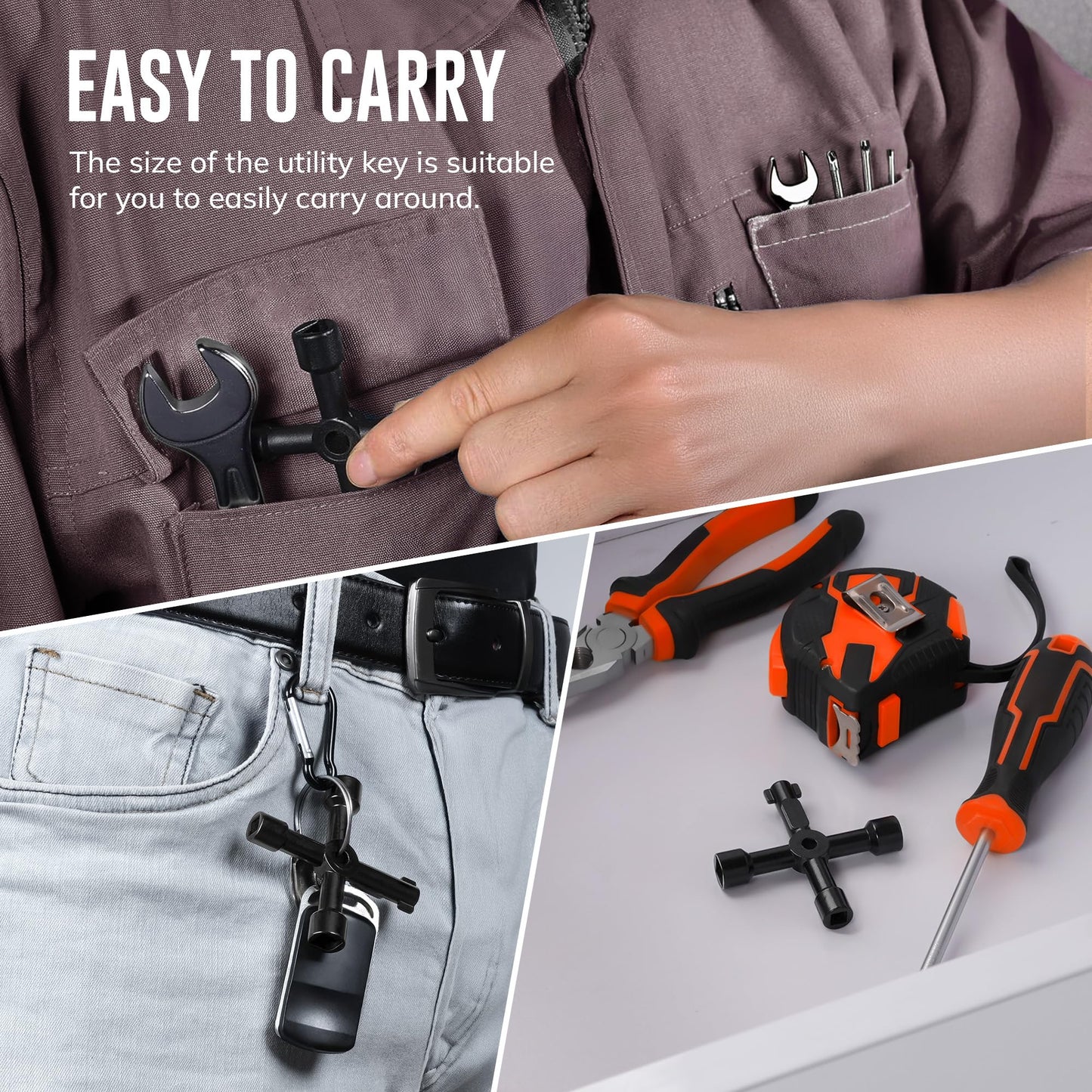 4 Way Multifunction Utility Key | Black Meter Box Key