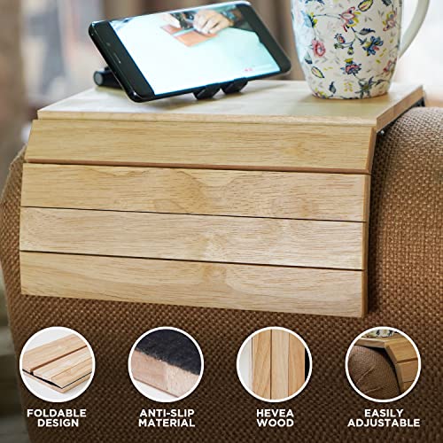 Pack of 2 Wooden Sofa Arm Table Tray