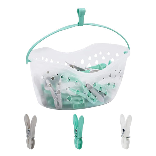 36 Pegs for Washing Line with Hanging Basket