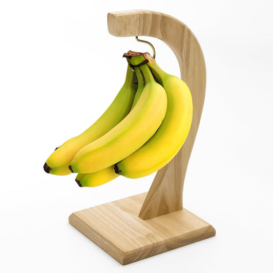 Banana Hanger with Rubber Wooden Stand with Metal Hook