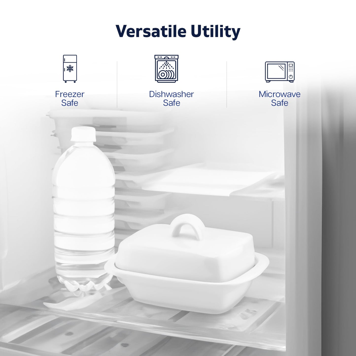 Besto Ceramic Butter Dish with Lid Large | White Butter Container for Countertop 17.5L X 9W X 11.5H (cm) | Ceramic Butter Dishes with Handle | Butter Storage Container for Refrigerator with Lid