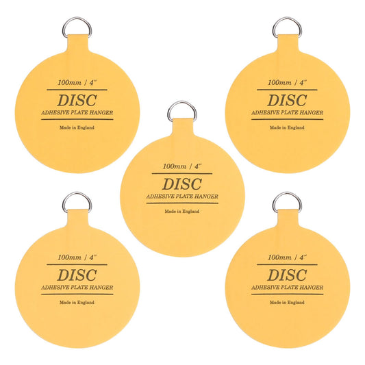 Disc Plate Hangers for Walls (100mm / 4'' (Pack of 5)), Yellow