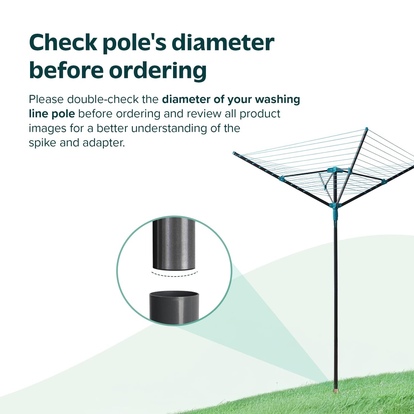 Rotary Washing Line Spike Galvanized Steel  - 32mm and 40mm