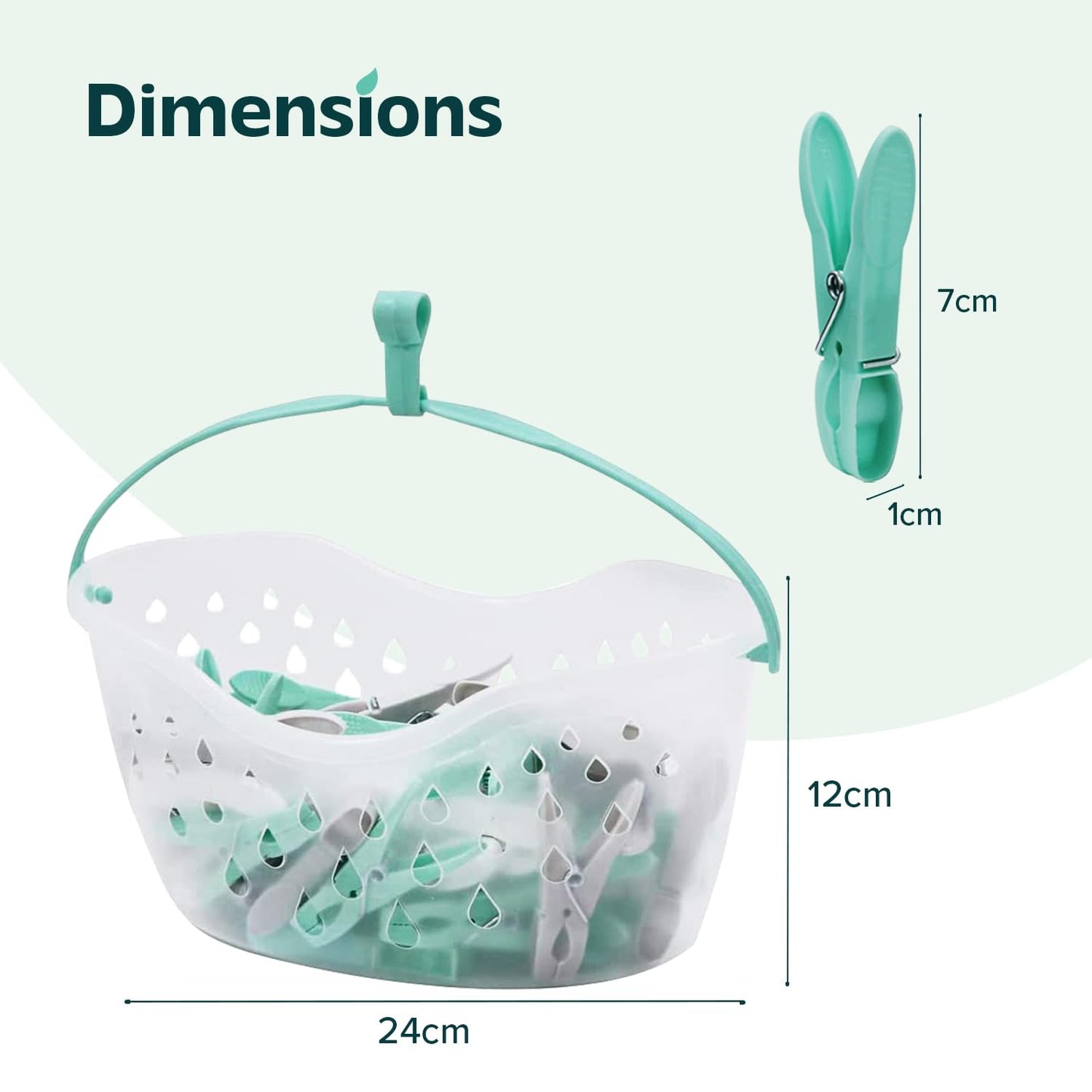 36 Pegs for Washing Line with Hanging Basket