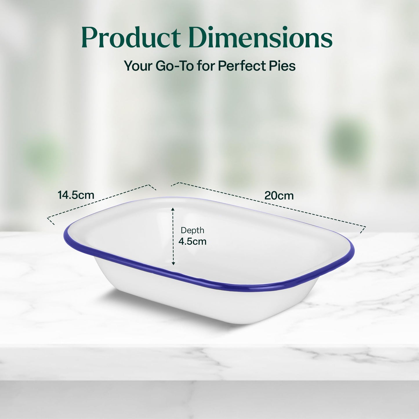 Enamel Pie Dish | Dishwasher Safe (L 20 x W 14.5 x D 4.5 cm)