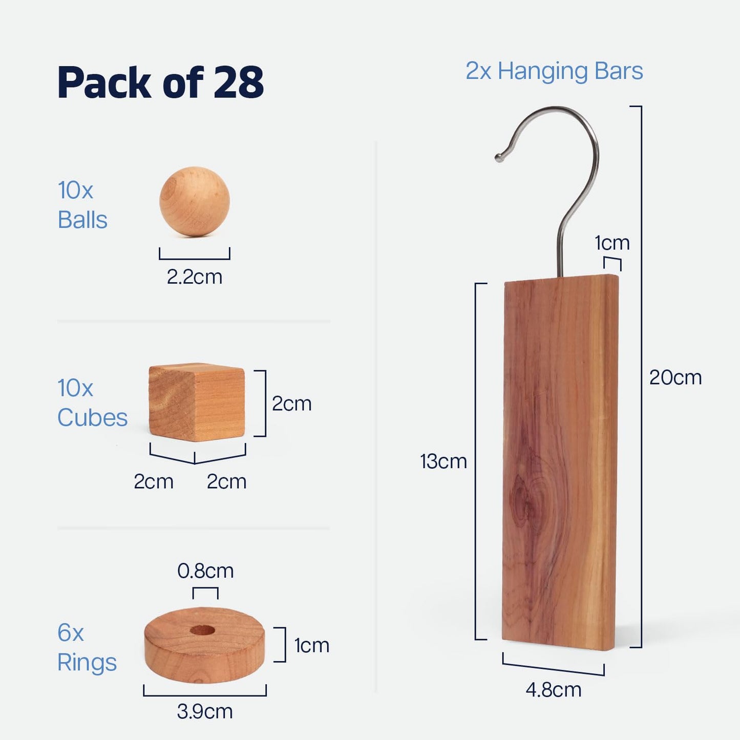 Cedarwood Moth Repellent for Wardrobes, 28 Pcs 100% Natural Cedar Wood Discs, Cedar Wood Rings & Cedar Moth Balls for Storage Box, Drawers, Wardrobe Storage & Clothes, Ideal Moth Killer & Freshener