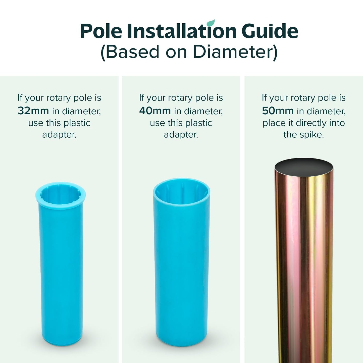 Rotary Washing Line Spike with 2x Plastic Adapters (32mm & 40mm)