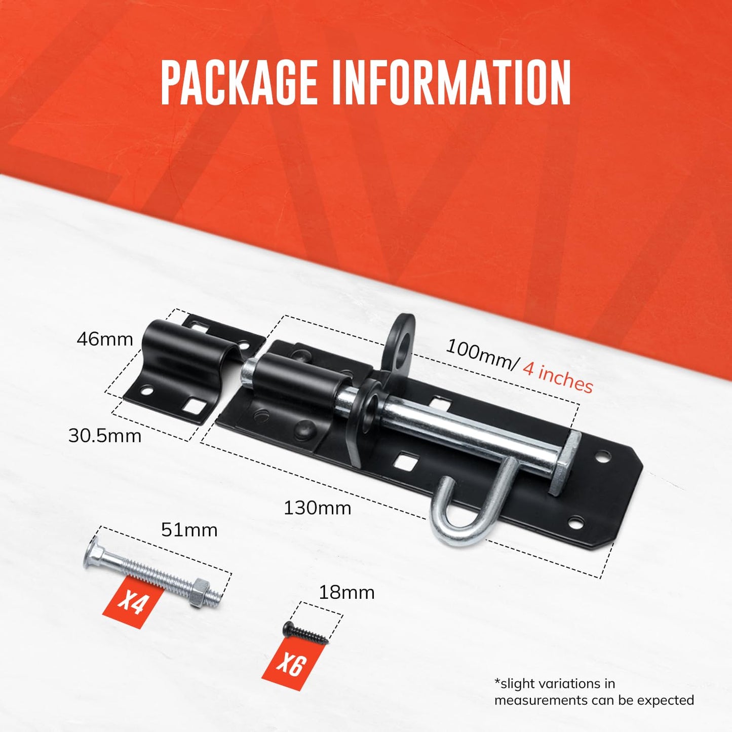 Brenton Bolt Door Lock | 4" (102mm) Black