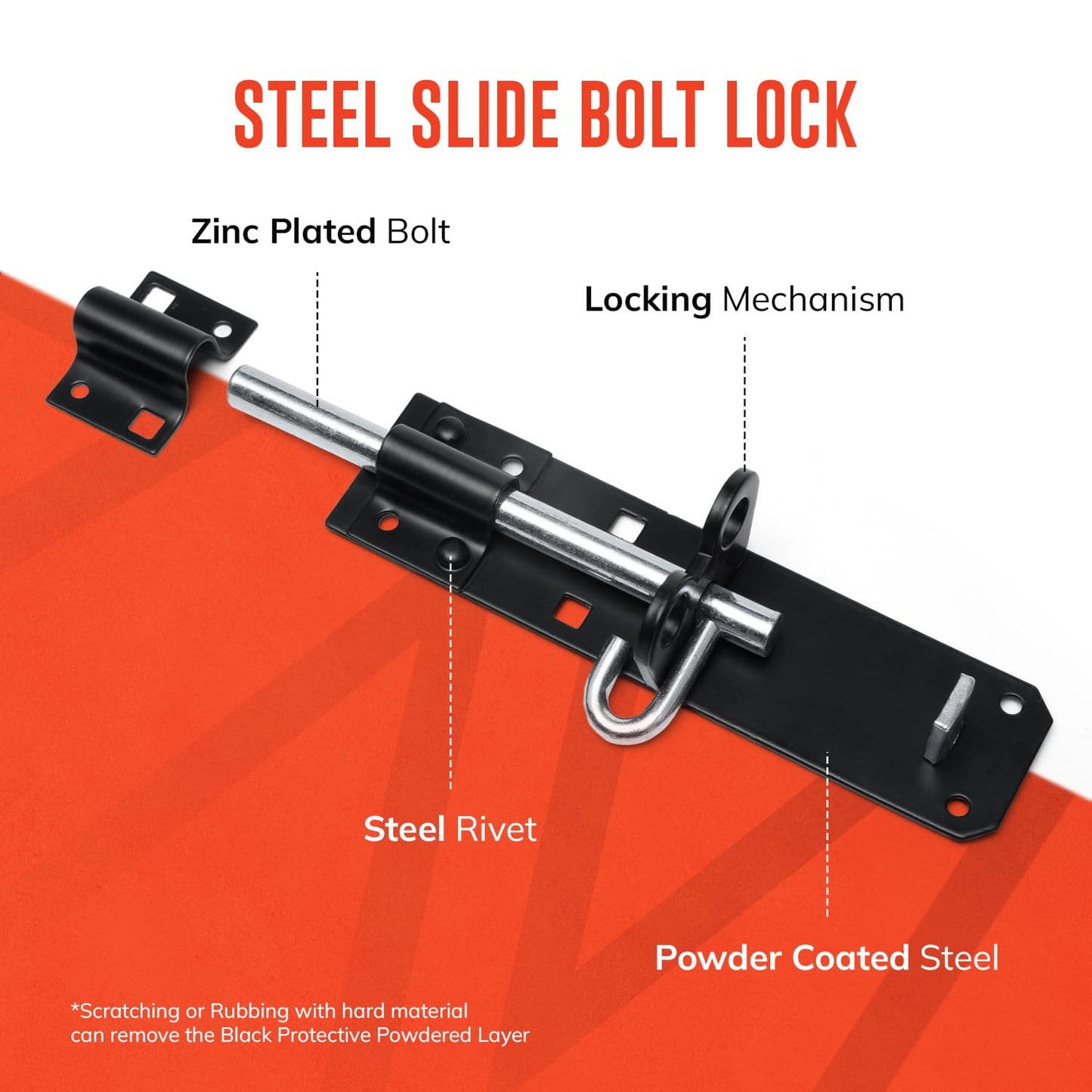 Brenton Bolt Door Lock | 4" (102mm) Black