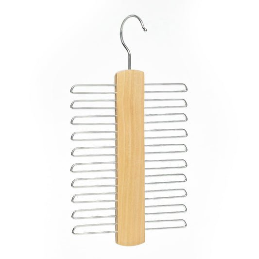 Wooden Tie Hangers as Wardrobe Organiser - 20 Chrome Bars