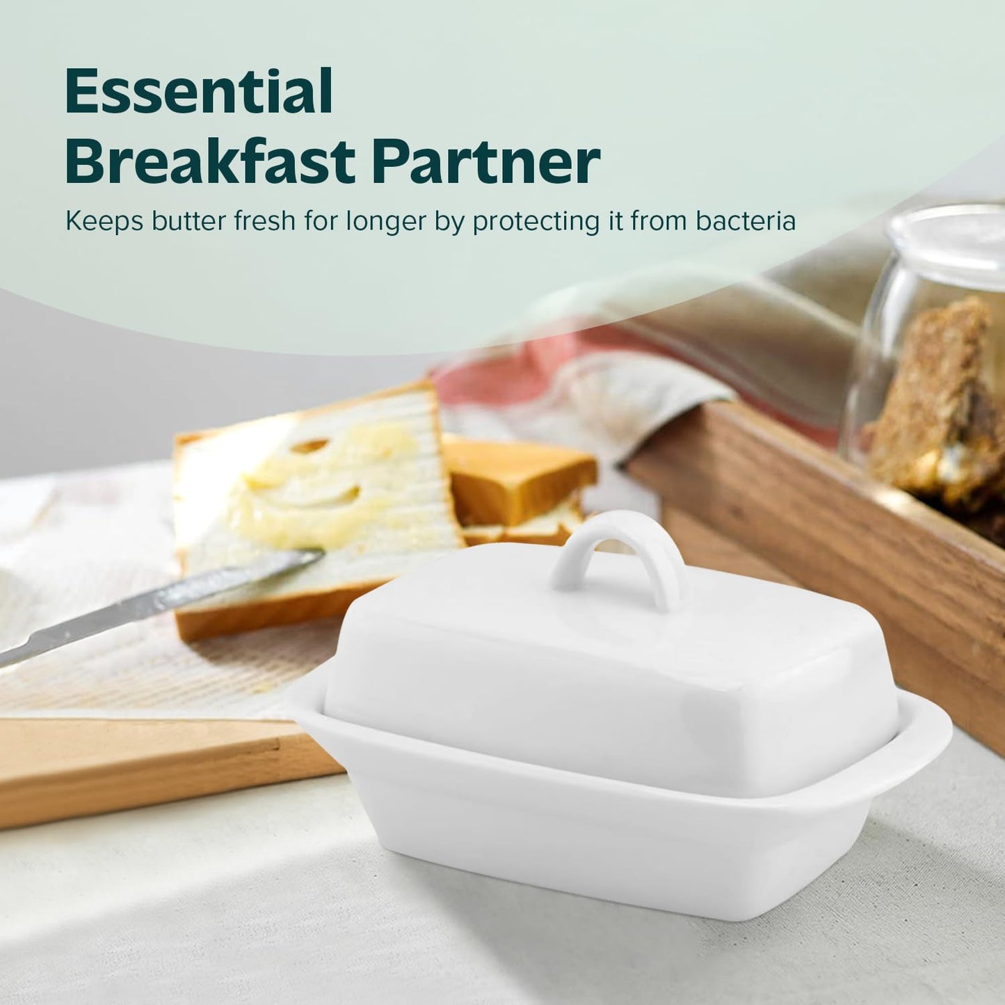 Ceramic Butter Dish with Lid | Large 17.5L x 9W x 11.5H (cm)