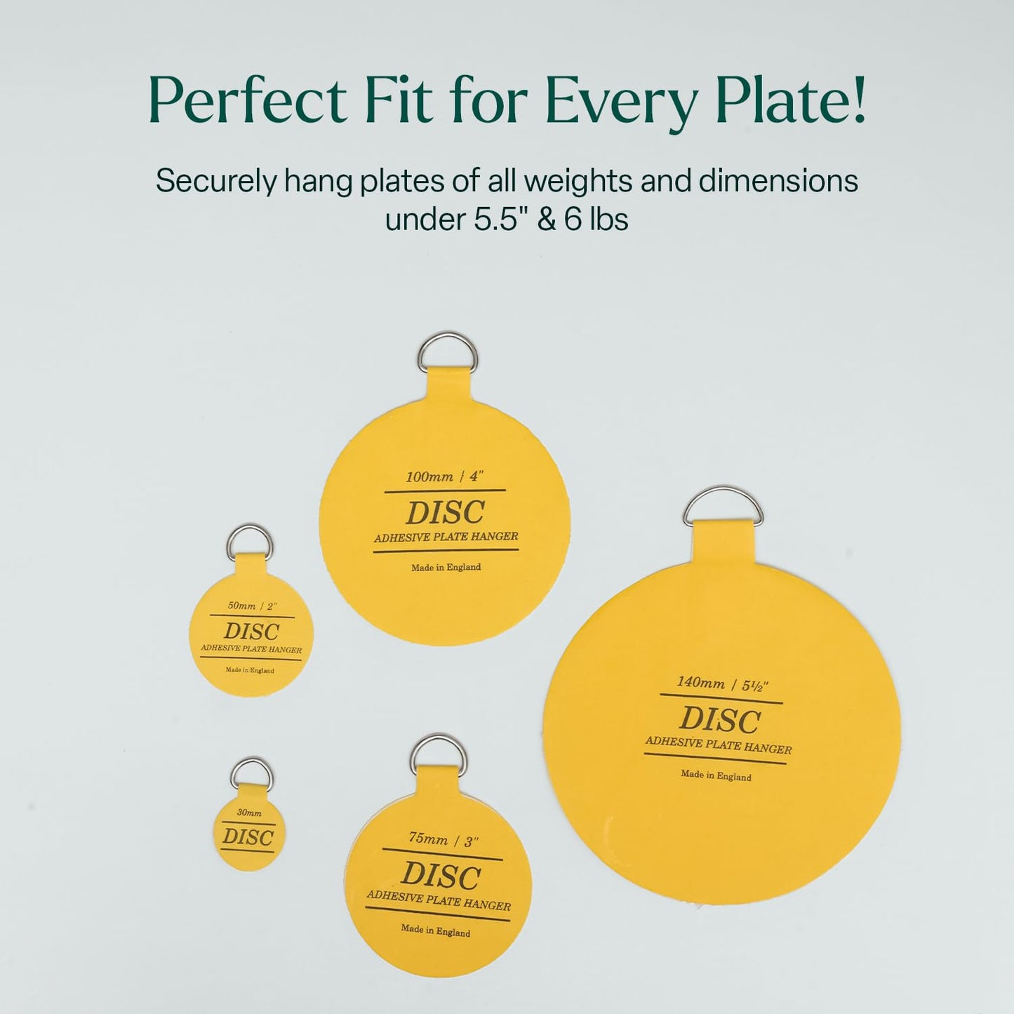 Disc Plate Hangers for Walls (100mm / 4'' (Pack of 5)), Yellow