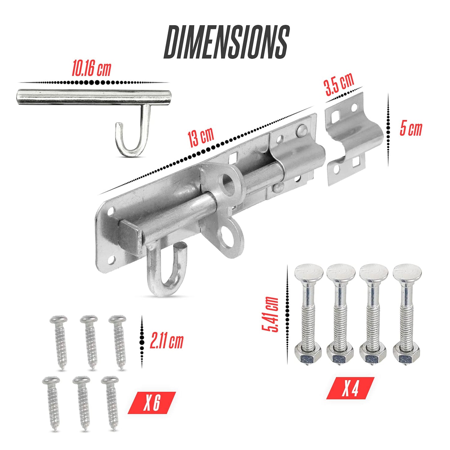 Brenton Bolt Sliding Door Lock 4” (100mm) Zinc Plate Galvanised
