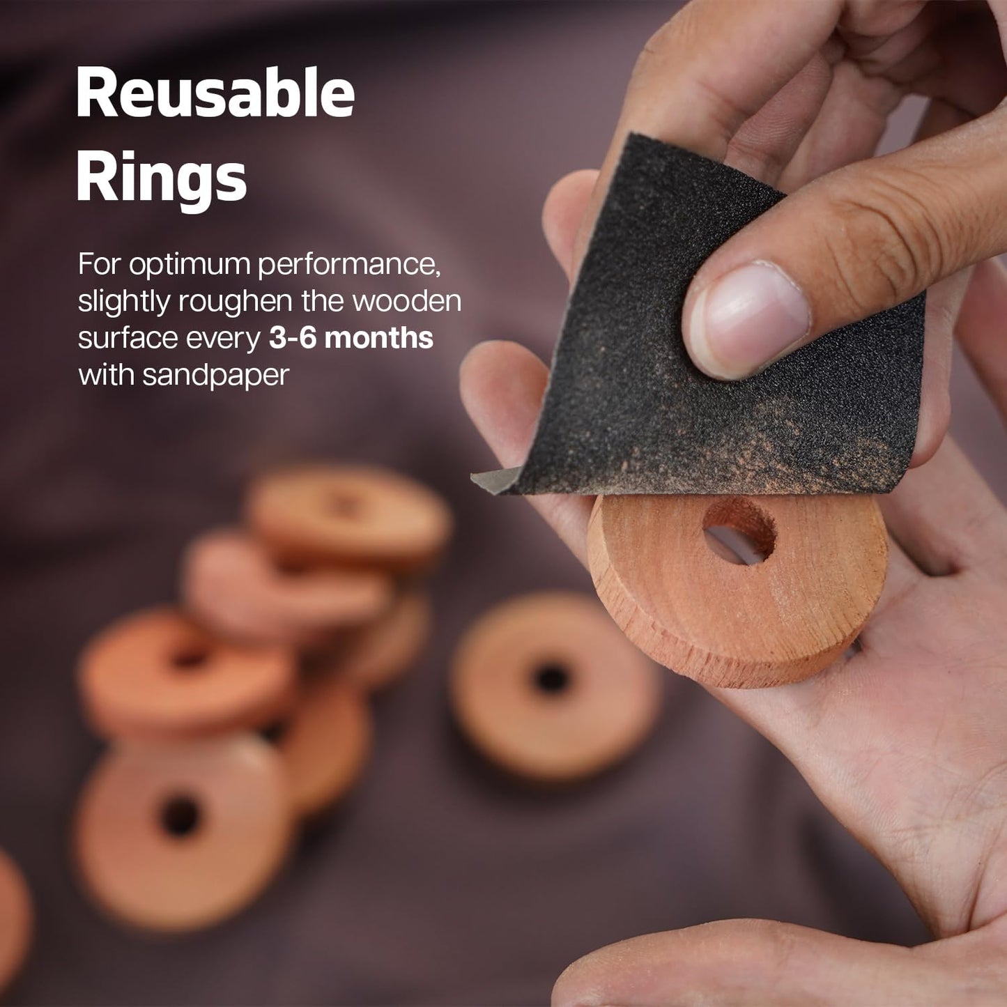 Moth Repellent for Wardrobes 48 Cedar Rings for Clothes, Drawers, Storage Boxes - 100% Natural Cedarwood Moth Repellent, Aromatic Insect Repellent & Moth Killer Cedar Wood Rings - Sandpaper Included