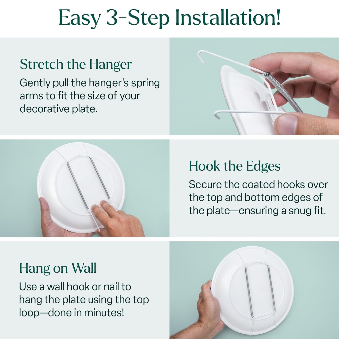 Invisible Plate Hangers for Wall | Decorative White (20 - 25 cm)